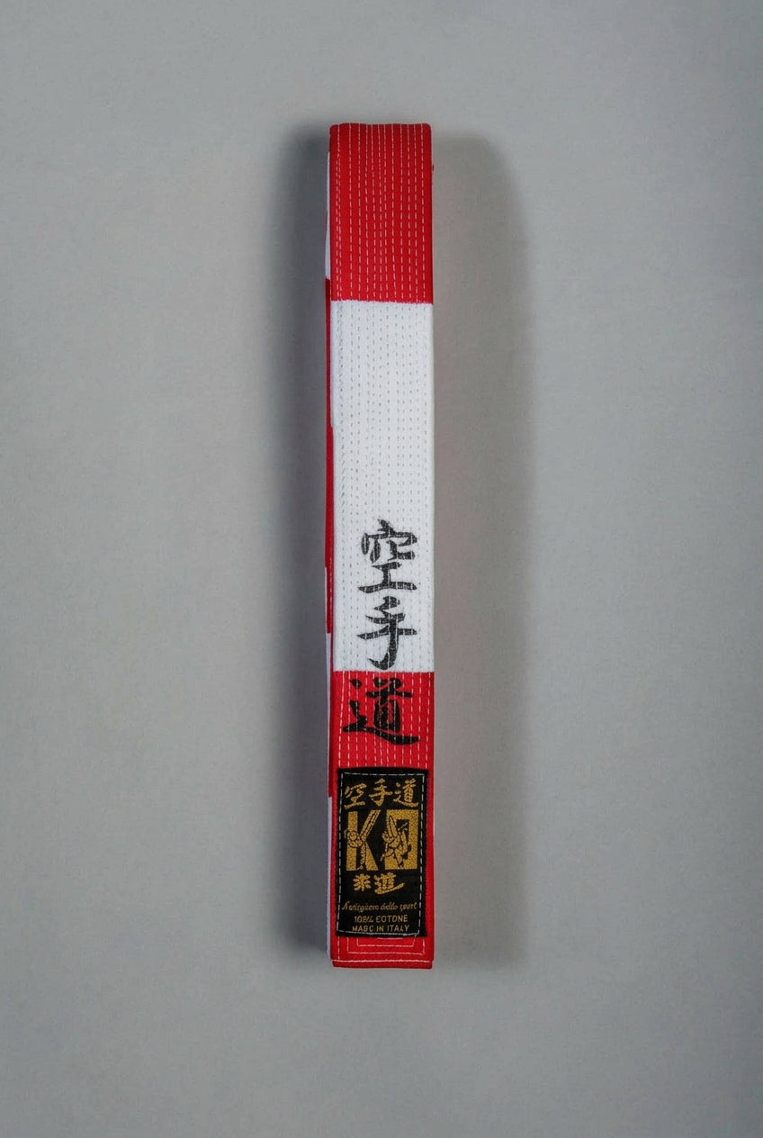 cintura bianco rossa karatedo