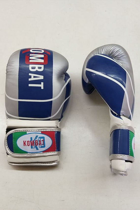 guanto boxe ko italia silver blu