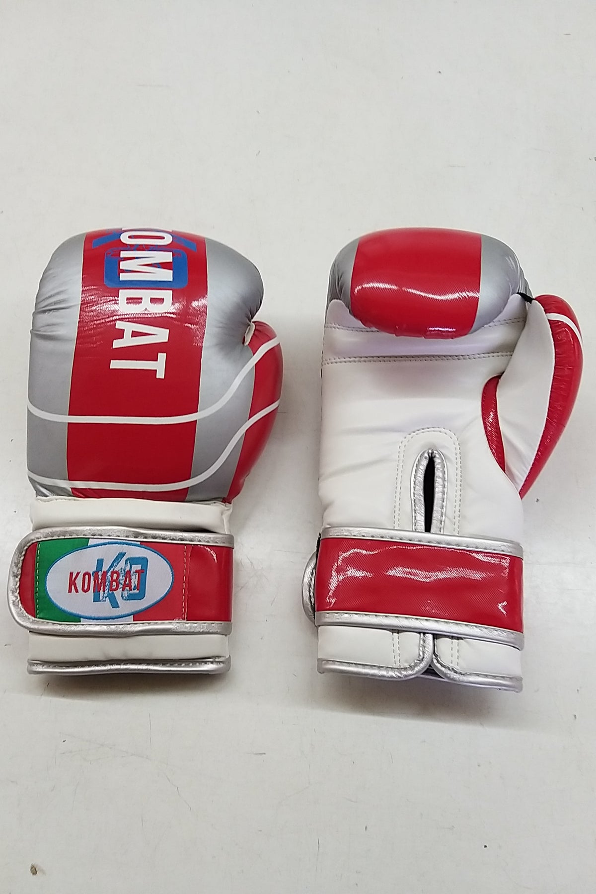 guanto boxe ko italia silver rosso