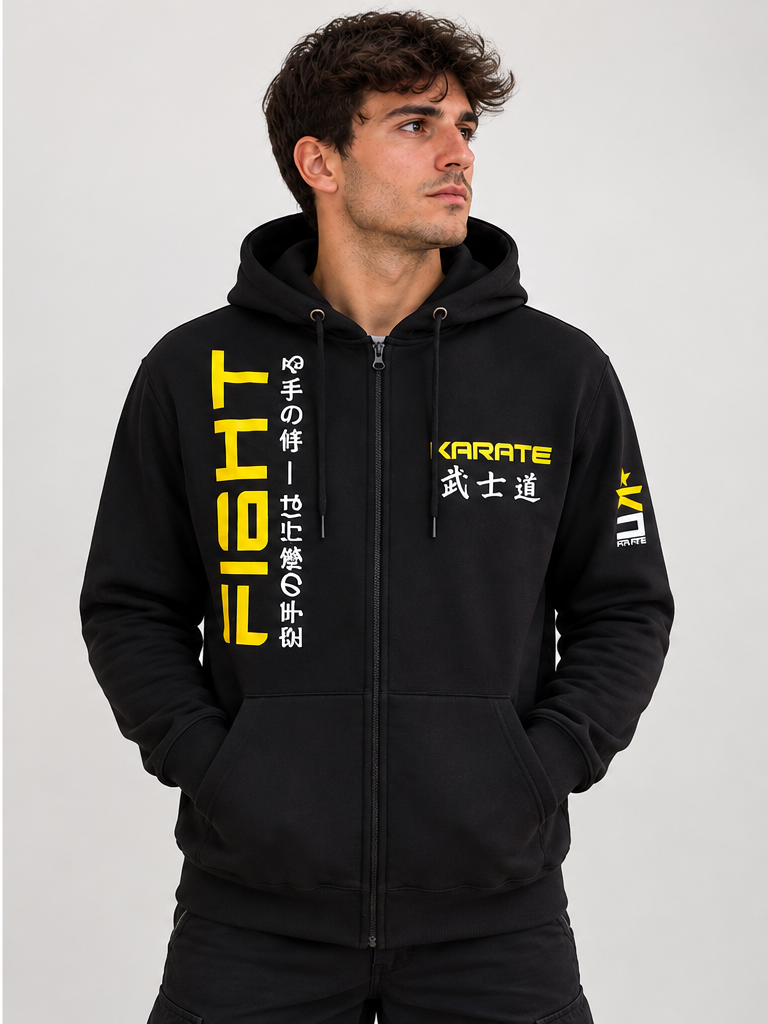 Felpa con Cappuccio e Zip "FIGHT"